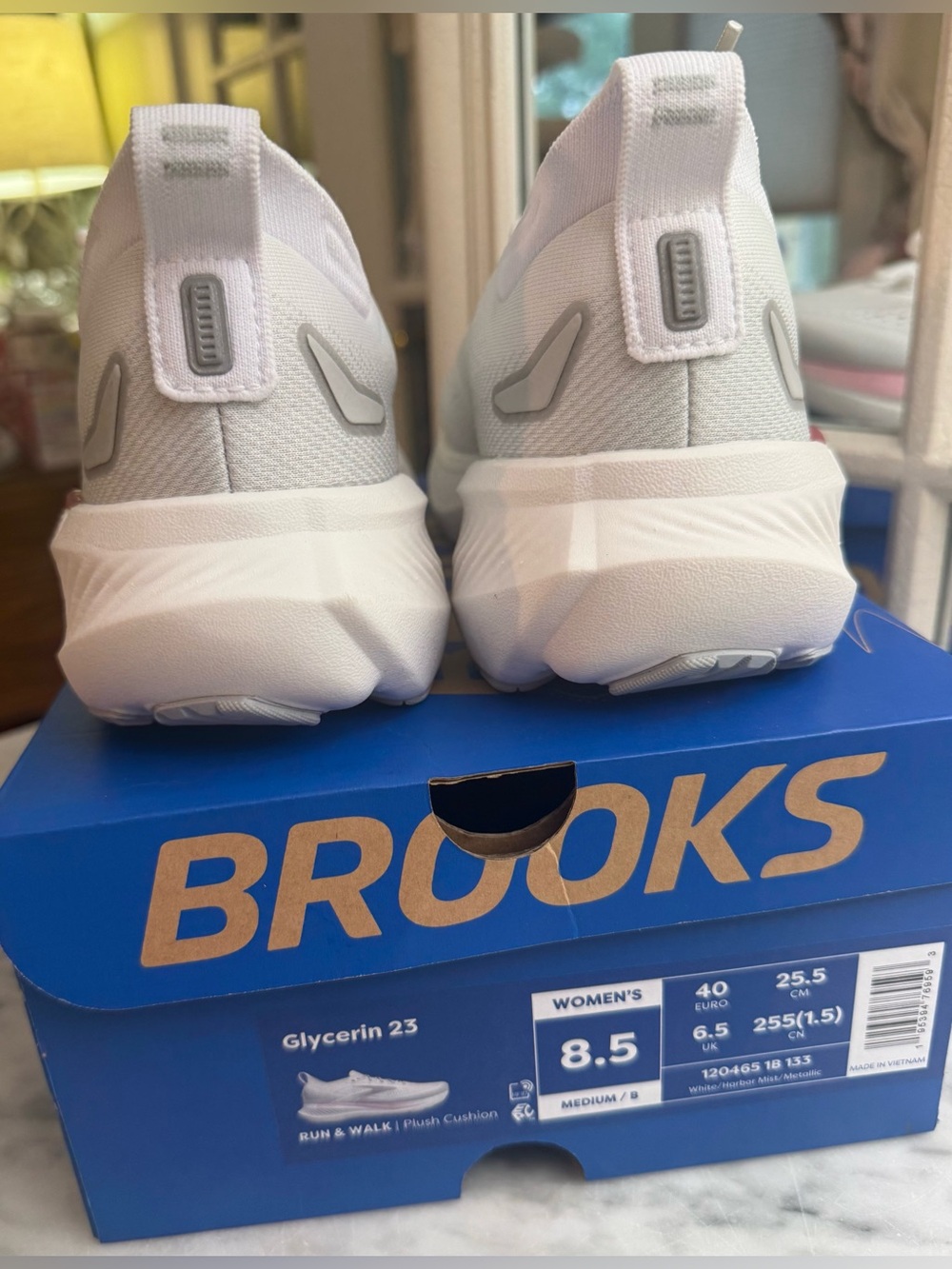 Brooks glycerin 23 running shoes size 8.5 white harbor mist metallic NIB - Picture 12 of 14